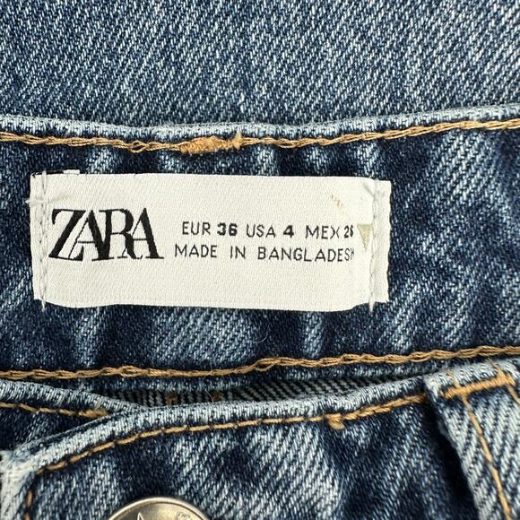 Zara ZW The Mid Waist Straight Leg Button Fly Cotton Womens Jeans US 4 - Picture 9 of 11